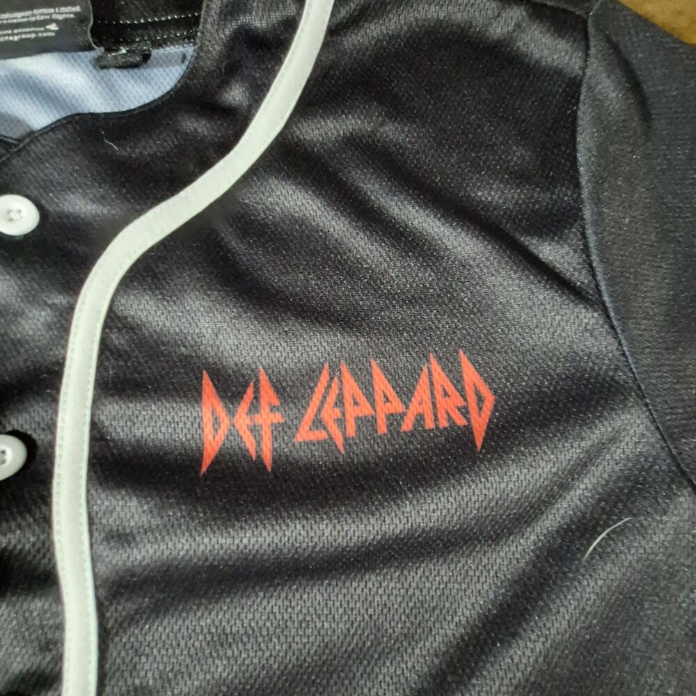 Def Leppard Baseball jersey Shirt Men's Large Black Button Front Leopard - Picture 2 of 6